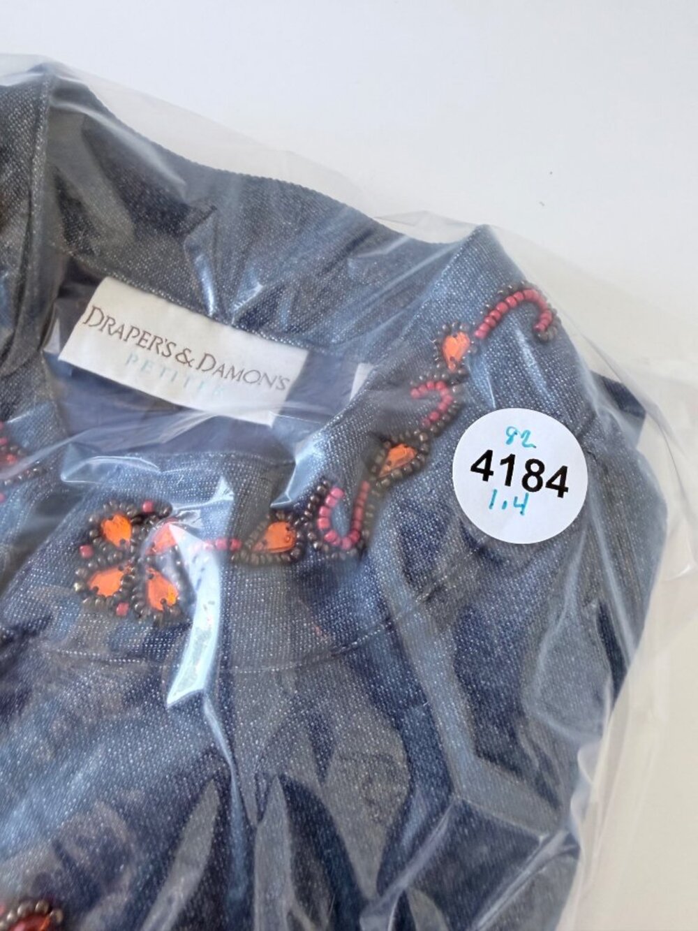 Drapers & Damons Cotton Denim Zippered Embroidered Blazer Womens Petite Medium - Picture 15 of 15